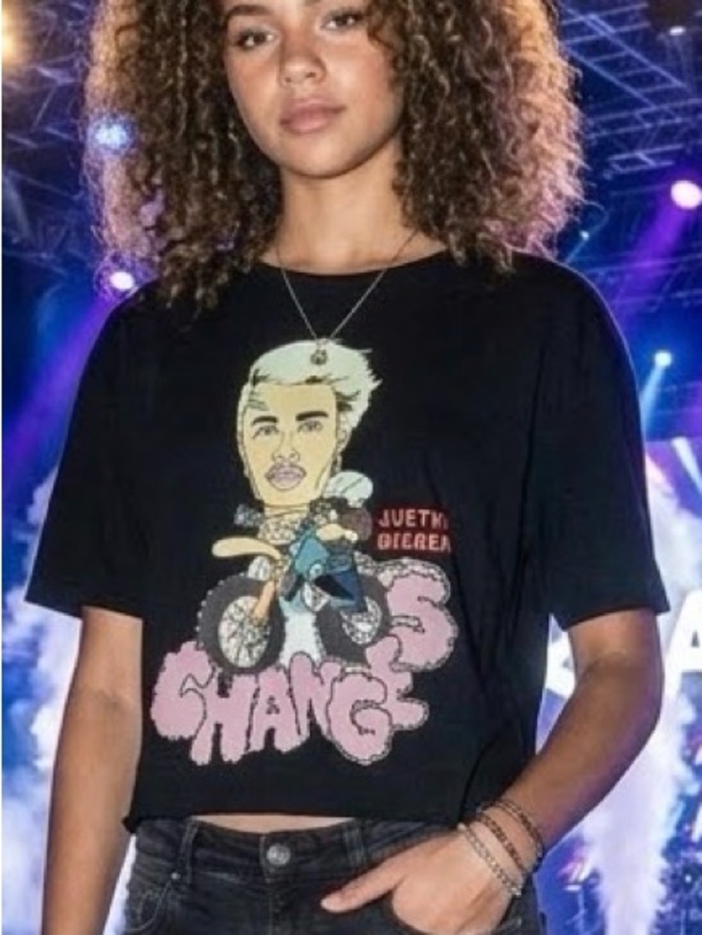 NORDSTROM x BP Justin Bieber "Changes" Graphic Cropped T-Shirt Black S
